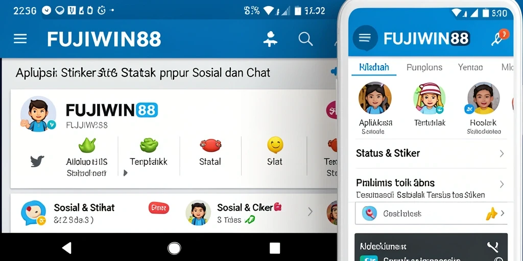 Antarmuka aplikasi FUJIWIN88 yang menampilkan stiker menarik.