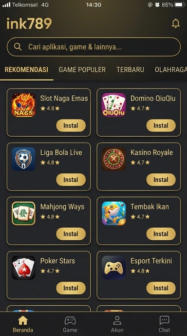 Tampilan katalog aplikasi ink789