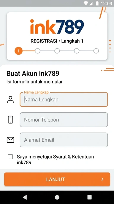 Tampilan halaman daftar ink789