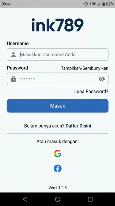 Tampilan halaman login ink789